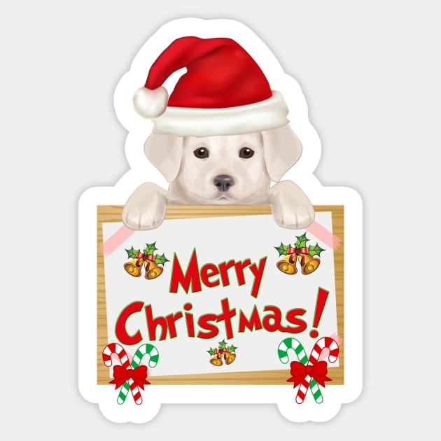 Merry Christmas Yellow Labrador Retriever Puppy! Especially for Lab owners! Sticker by rs-designs